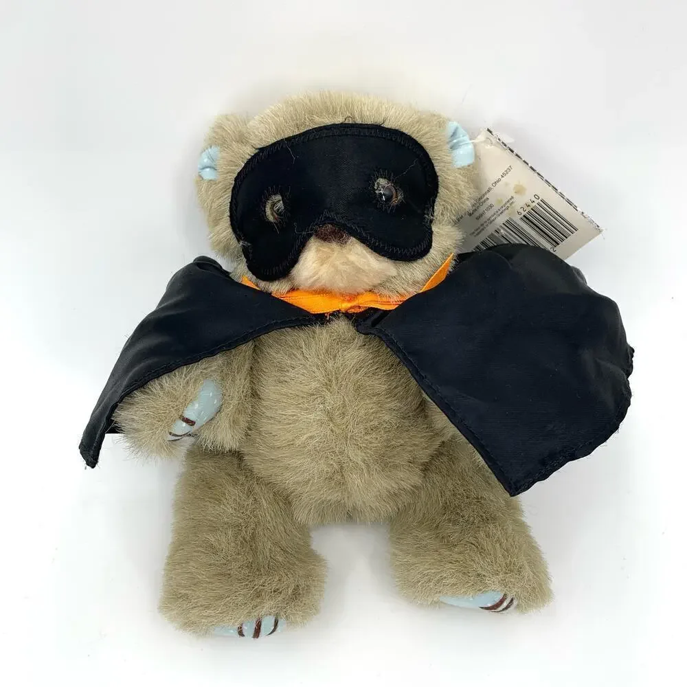 VTG ‘90 Gibson Greetings Masked w/Cape 5” Teddy Bear Plush NOS Teddy Hugglesbie